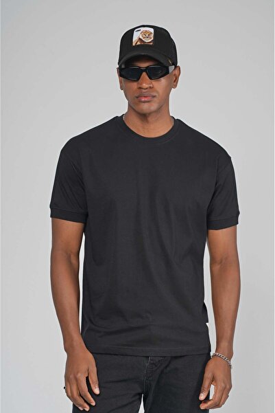 king brich Slim Fit Ribbed Sleeve Basic 100% Cotton T-Shirt