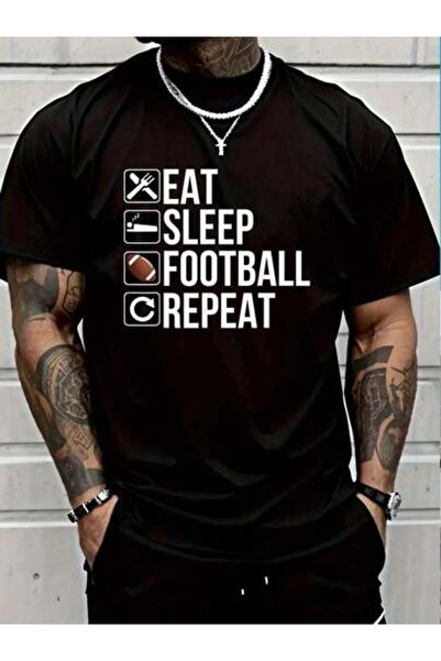 9JY تي شيرت مطبوع عليه 100% قطن Eat Sleep Retriat Love Football Vintage Gift ...