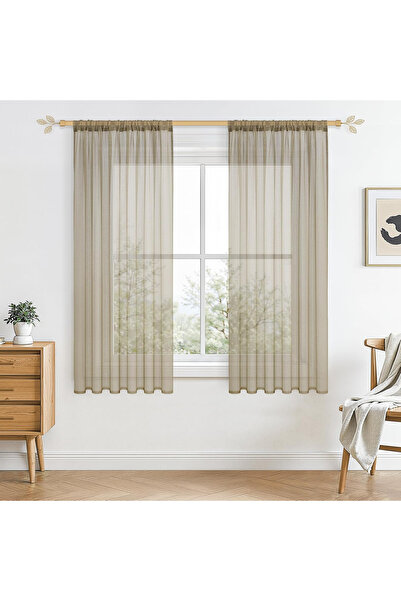 OEM Beige sheer voile curtains 137x140 cm set of 2 pieces