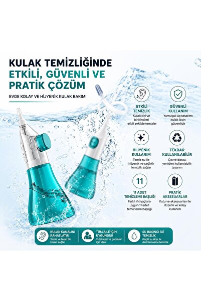 valkyrie Basınçlı Kulak Temizleme Kiti 11 Uçlu Kulak İrrigasyon Cihazı Ev Tipi Kulak Yıkama Seti
