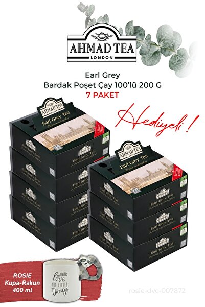 Ahmad Tea Earl Grey Cup Tea Bags 100-Pack 200 G, 7 Packs and Raccoon Mug Gift
