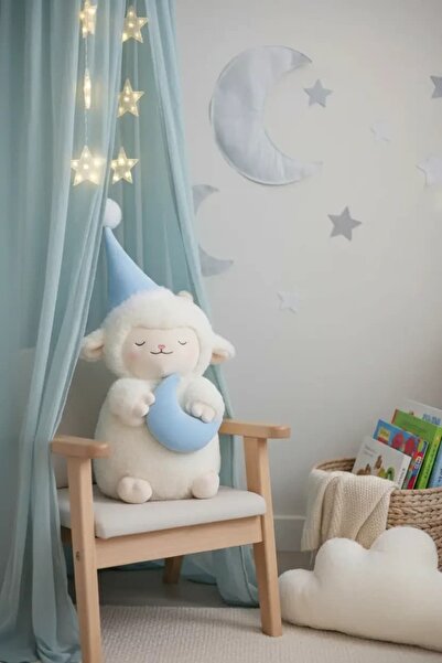 Miniso Lisanslı Kuzu Baa Uyuyan Kuzu Peluş Oyuncak – Ay Detaylı 28 Cm