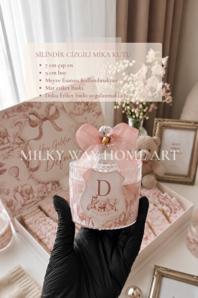 Milky Way Home Art Kişiye Özel İsimli Silindir Mika Kutu 20’li Set – Kurdelel...