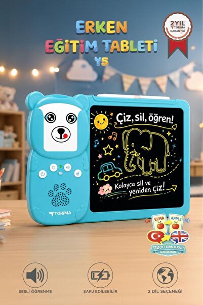 Torima İngilizce Sesli Erken Eğitim Çocuk Tableti 8 İnç LCD Çizim Tahtası 112...