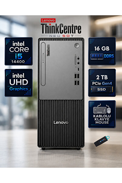 LENOVO ThinkCentre Neo 50t Gen 5 Intel Core i5-14400 16 GB DDR5 2 TB SSD FreeDos Mini Tower Masaüstü