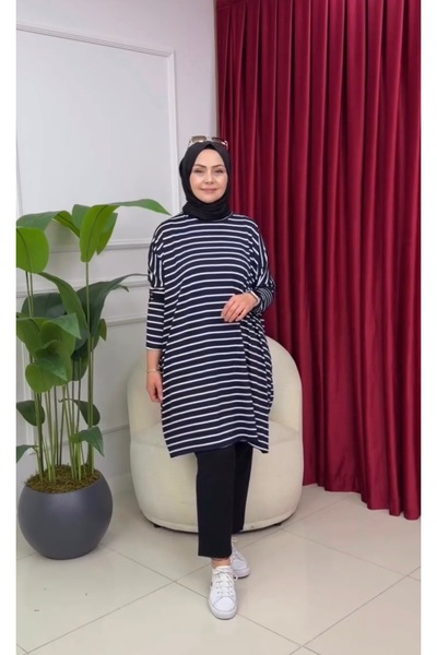 MODAMÜNASİP Striped Combed Tunic