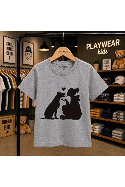 playwear Doge Girl Shadow Printed 100% Children's Unisex T-Shirt 5 6 -7 8-9 1...