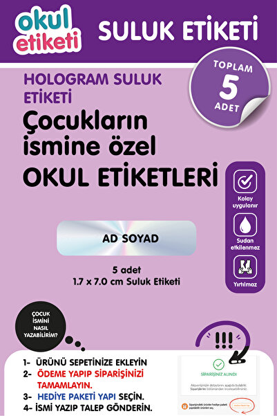 OKUL ETİKETİ BASKI OKUL ETİKETİ HOLOGRAM TEMALI İSME ÖZEL SULUK ETİKETİ TOPLA...