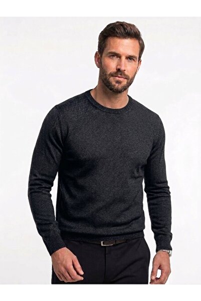 ONNO Men's Zero Collar Tricot Sweater with Elastic Waist, Steel Knitting, Cla...