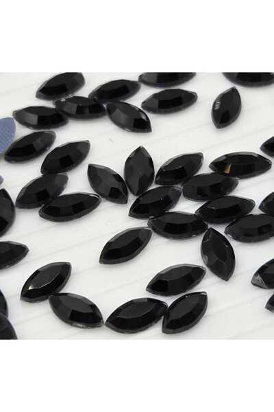 yiğit aksesuar Iron-On Adhesive Stone Black 4X8 Barley Model 100 Pieces