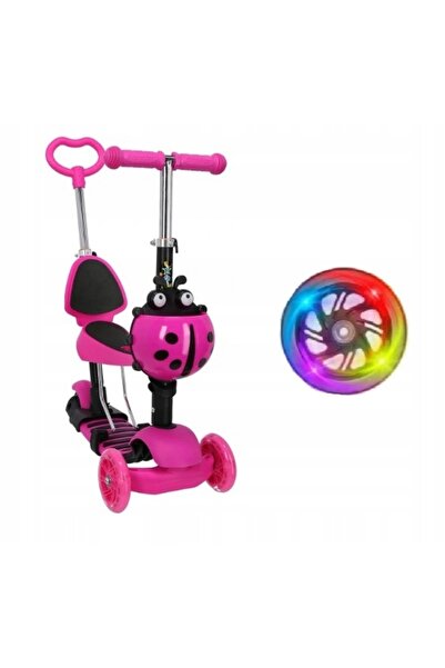 Scooter Trotinetă cu 3 roți BALANCE BEE DRAGONFLY 5 în 1 LED ROZ