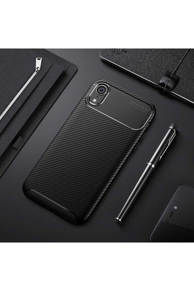 Ahlttiba حافظة لهاتف آيفون Xr 6.1 بتصميم كربوني غطاء نيغرو متوافق