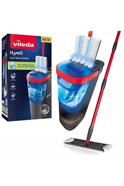 Vileda Silimo Mop plat Vileda cu găleată și storcător H2prO, 2 rezervoare de ...