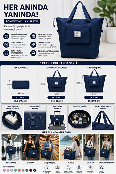 Percento Trend Foldable Multi-Purpose Bag in 3 Different Sizes