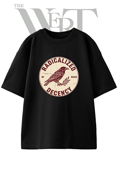 THEWERT Μπλουζάκι Unisex Μαύρο Oversize με στάμπα Raven OliveBranch Design
