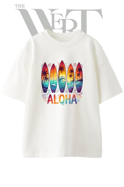 THEWERT Aloha dizajn daske za surfovanje, unisex bela majica kratkih rukava v...