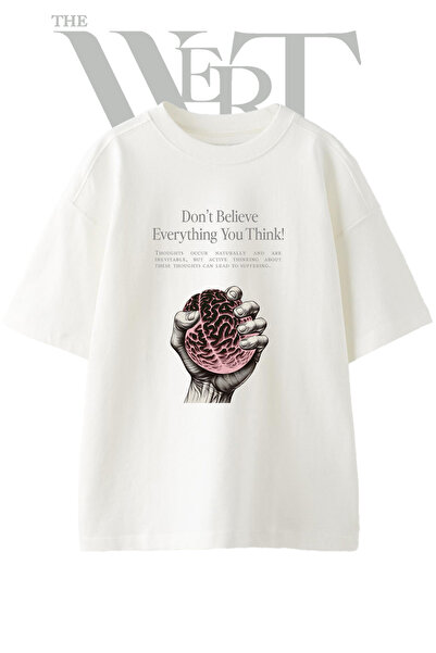THEWERT Μπλουζάκι Sikilan Brain Design με στάμπα Unisex Λευκό Oversize