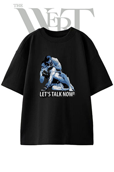 THEWERT Tricou oversize negru unisex cu imprimeu MMA Dovus Design