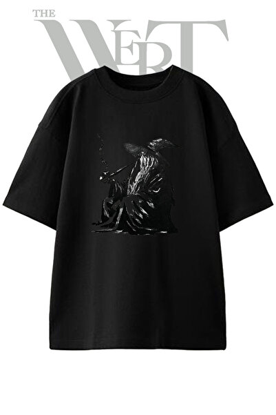 THEWERT Gandalf Design Printed Unisex Black Oversize T-Shirt