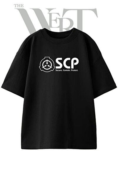 THEWERT Scp Foundation Design Printed Unisex Black Oversize T-Shirt
