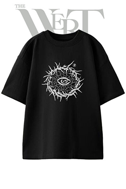 THEWERT Μπλουζάκι Unisex με σχέδιο Ιστός Αράχνης, Μαύρο Oversize