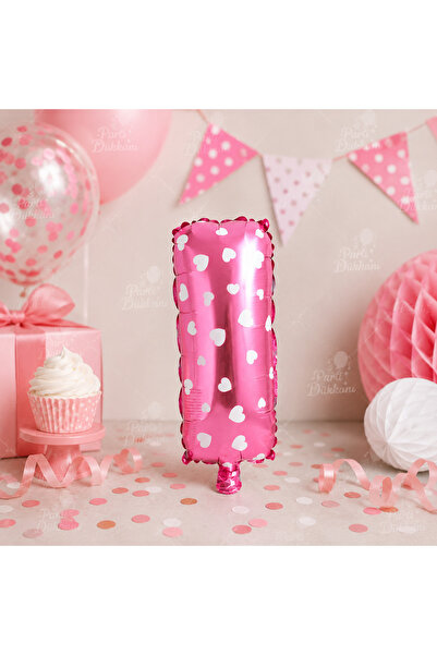 Parti Dükkanı 16 Inch 36 cm Polka Dot Pink Letter I Foil Balloon Birthday Nam...
