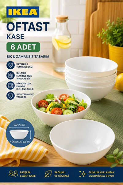 IKEA AKDENİZ 6 ADET KASE TAMPERLİ CAM