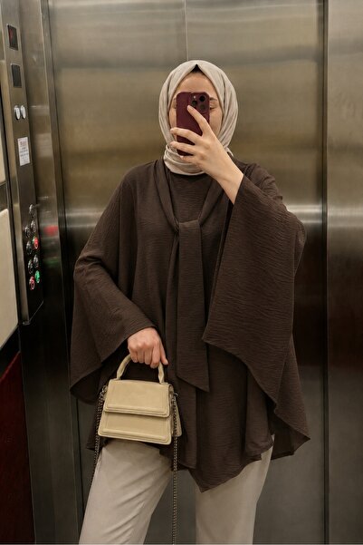 Lunfia Uzun Kuşaklı Salaş Tunik - K. Kahve