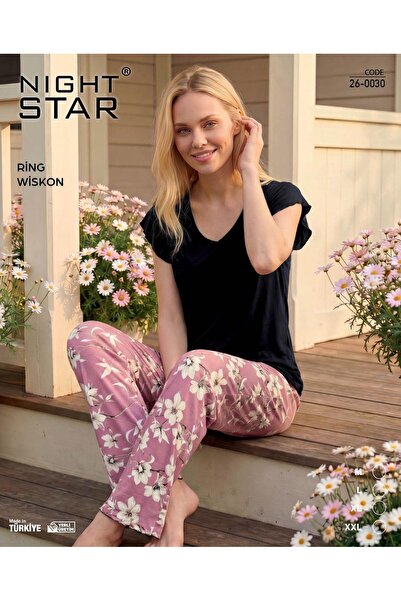 Night Star Elza Flywheel Sleeve Ring Viscose Pajama Set