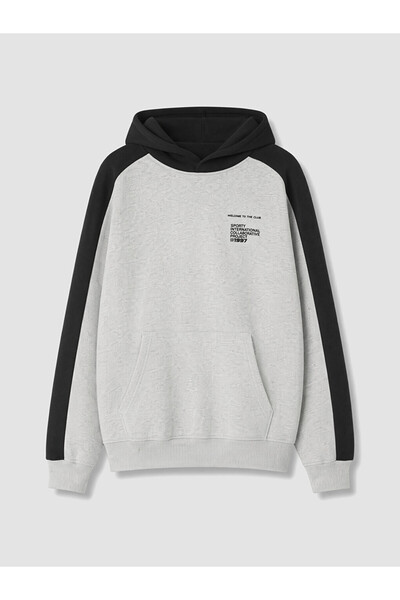 LC Waikiki Gray Slogan Printed Boys' Sweatshirt