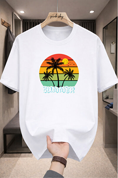 Pink Sky Premium Oversize T-Shirt 100% Cotton Unisex Comfortable Fit Trending...