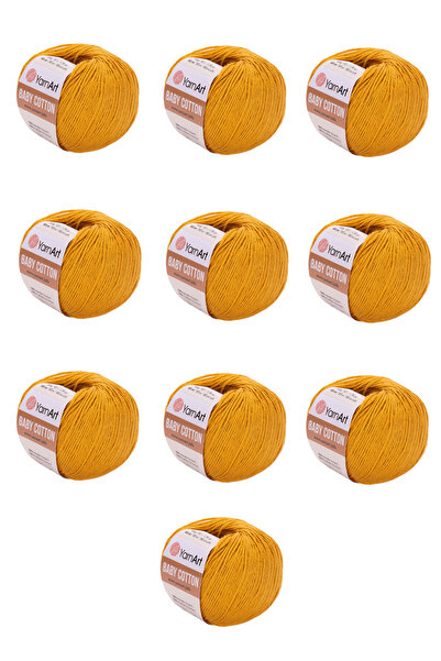 Yarnart Baby Cotton 10 Pieces Hand Knitting Yarn (433 Mustard) 50% Cotton 50%...