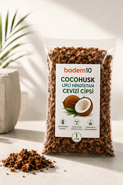 Badem10 CocoHusk 1 LİTRE Lifli Hindistan Cevizi Cipsi Orkide Toprağı Saksı Bi...