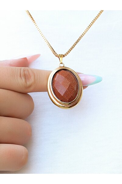Esha Store Natural Stone Star Natural Stone Women's Oval Necklace Euk53Yldz