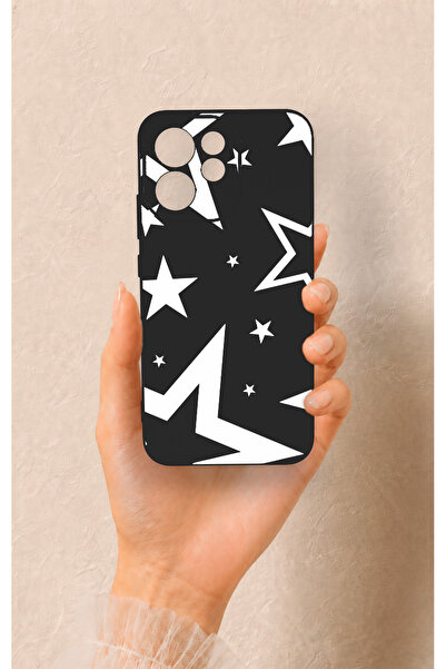 Vip Case Oppo Reno 15F Uyumlu Siyah Mega Star Desenli Silikon Kılıf