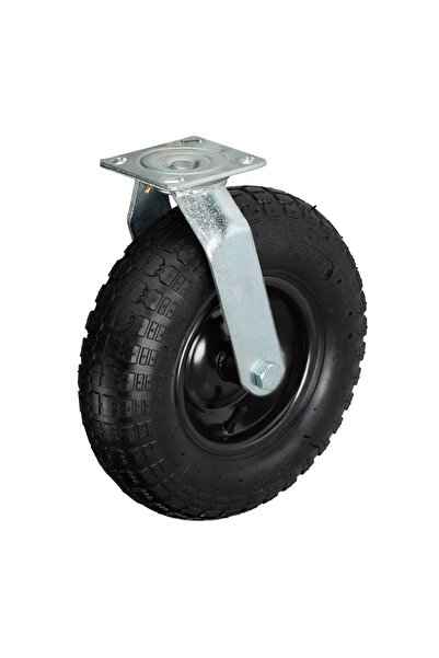 Relaxdays Pneumatic swivel wheel 3.50-6, black/silver, 35x13.5x30 cm