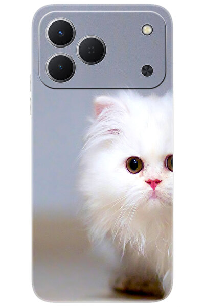 TECNO Spark 50 4G (KN4n) Uyumlu Kılıf Desen Baskılı Silikon Beyaz Kedi STK:13...