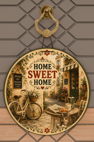 Dormot Home زينة باب خشبية مستديرة بتصميم الشارع الفرنسي العتيق من هوم سويت ه...