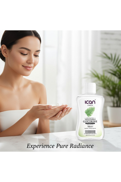 Ican London Natural & Concentrated Vegetable Glycerin 100ml – 100% Pure Plant-Based Moisturiser for Skin, Hair & DIY Cosmetic Formulations