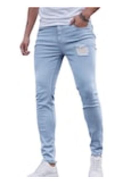 OEM Blugi barbatesti, albastru deschis, model skinny, M