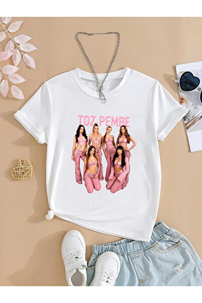 Modetra تي شيرت فردي للأطفال من Girl Manifest Girls بتصميم مطبوع باللون الورد...