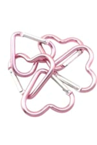 OEM Carlige carabina, in forma de inimioara, din aluminiu roz, 3cm, set 3 buc