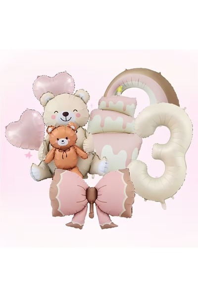 ÇITIPITISTORE Sitting Bear with Cub Rainbow Cake Foil Balloon Birthday Party ...