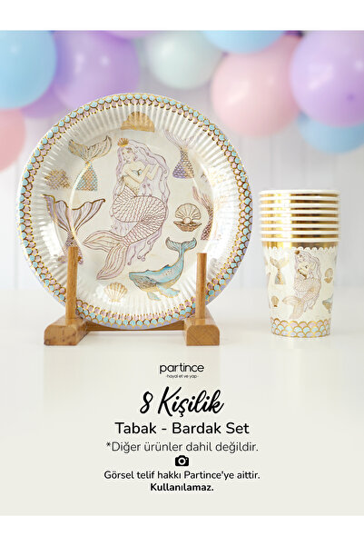 partince Deniz Kızı Tema Kullan At Karton Tabak Bardak Mermaid Doğum Günü Par...