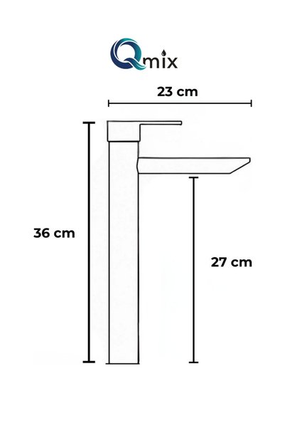 QMİX Long Model Luxury Bowl Sink Faucet Brass - Black