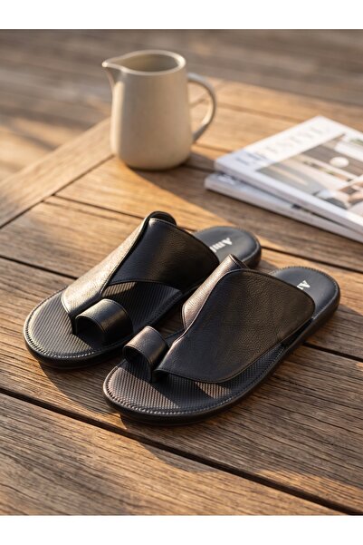 Khayrat Slipper New Arrival Big Sale Men Genuine Leather Toe Loop Slides, Ext...