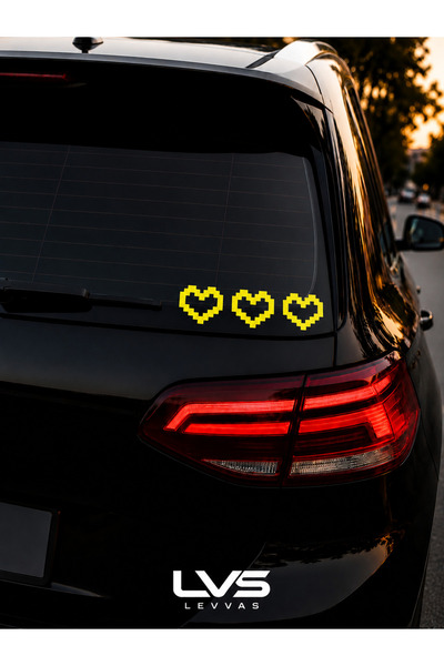 levvas Piksel Kalp Sticker 3'lü Set Araba Motosiklet Laptop bisiklet sticker