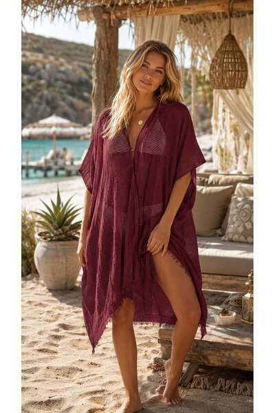 BALIENTE Burgundy Beach Dress Women's Pareo