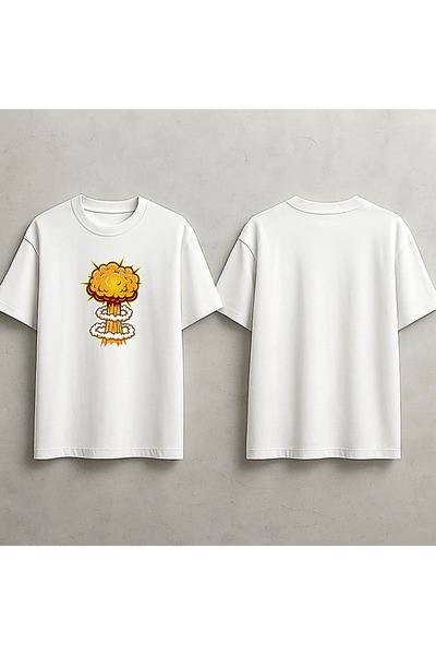 ELFERA Explosion Cloud Funny White Printed Tshirt