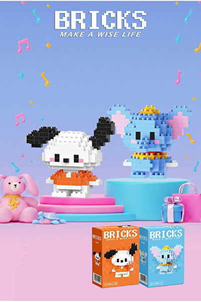 Bricks make a wise life Pochacco ve Dumbo 3D Yapboz - İkili Set - Mikro Blok ...
